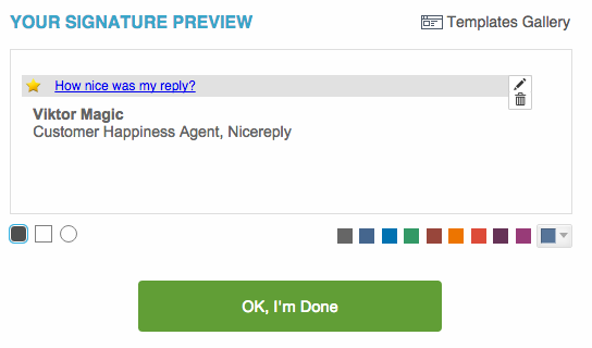 Nicereply in-signature happiness rating