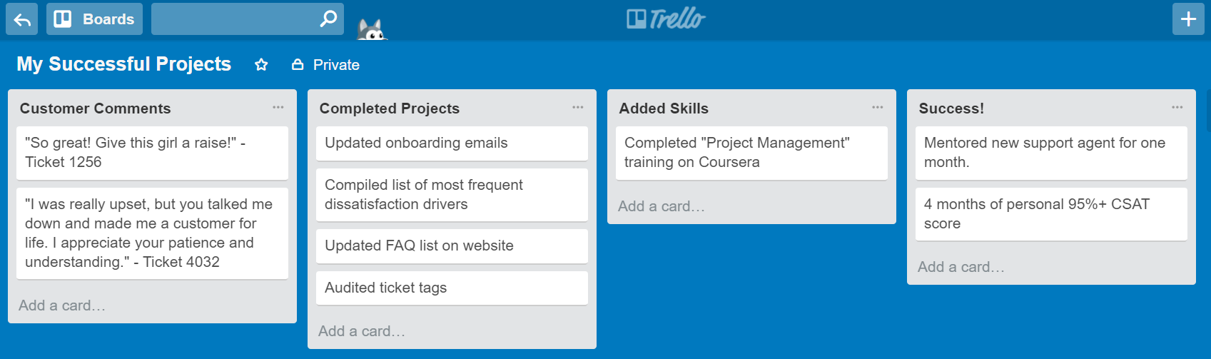 How to ask for a raise: Success Board in Trello