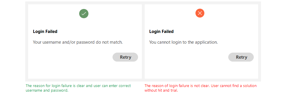 Error user exists. File already exists. Login Error message. Failed to login. Message file not exist.