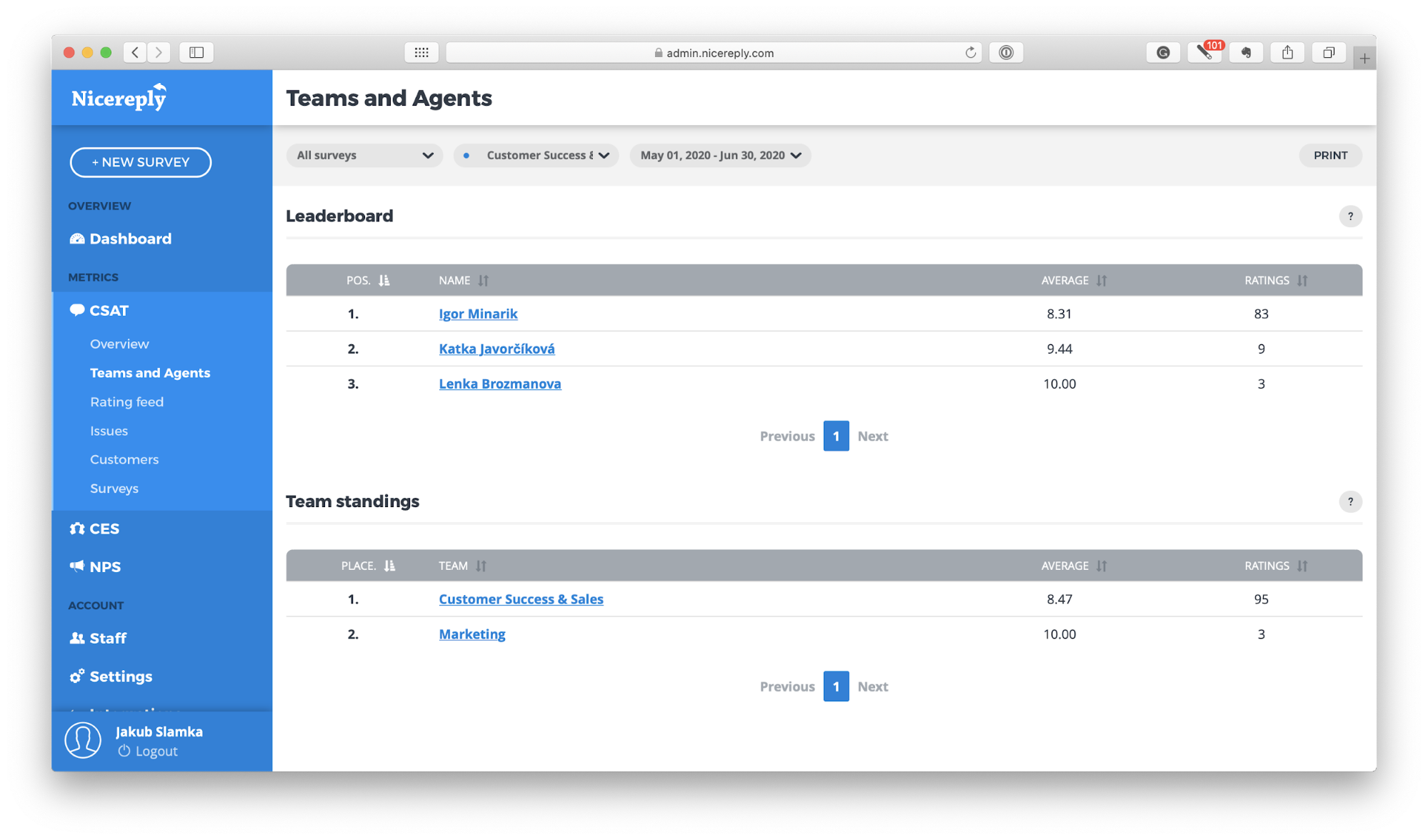 csat data in zendesk nicereply