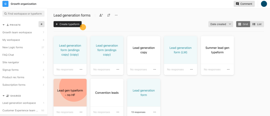 typeform lead generation forms