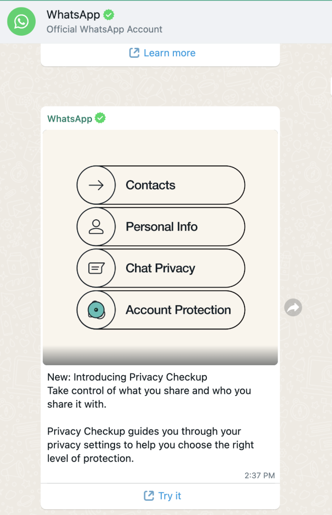 WhatsApp knowledge base